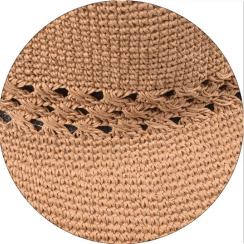 Летняя женская соломенная шляпа с галстуком бабочкой для женщин вязаная крючком