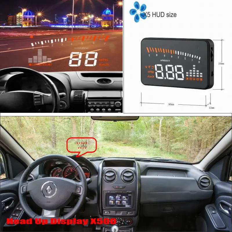 Автомобильный дисплей HUD для Renault Duster/Clio/Megane Электронный проектор Refkecting лобовое