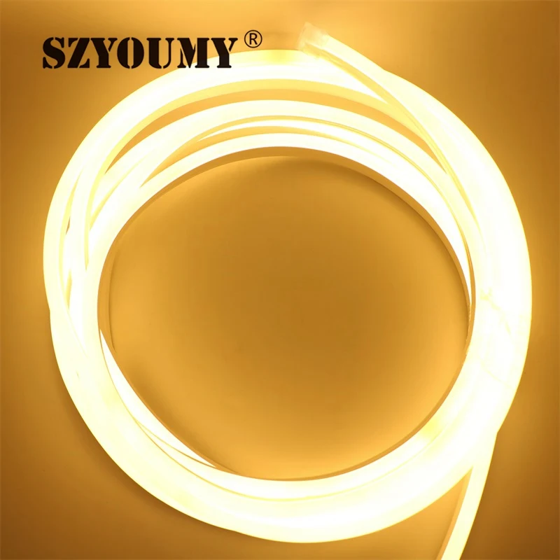 SZYOUMY мини неоновые гибкие 2835 SMD светодиодные трубки 220В вывески полосы теплый