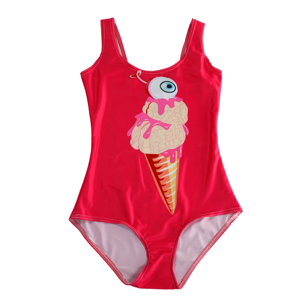 Красный крем для глаз 3d принт Девушка Цельный купальник Спортивный боди пляжные