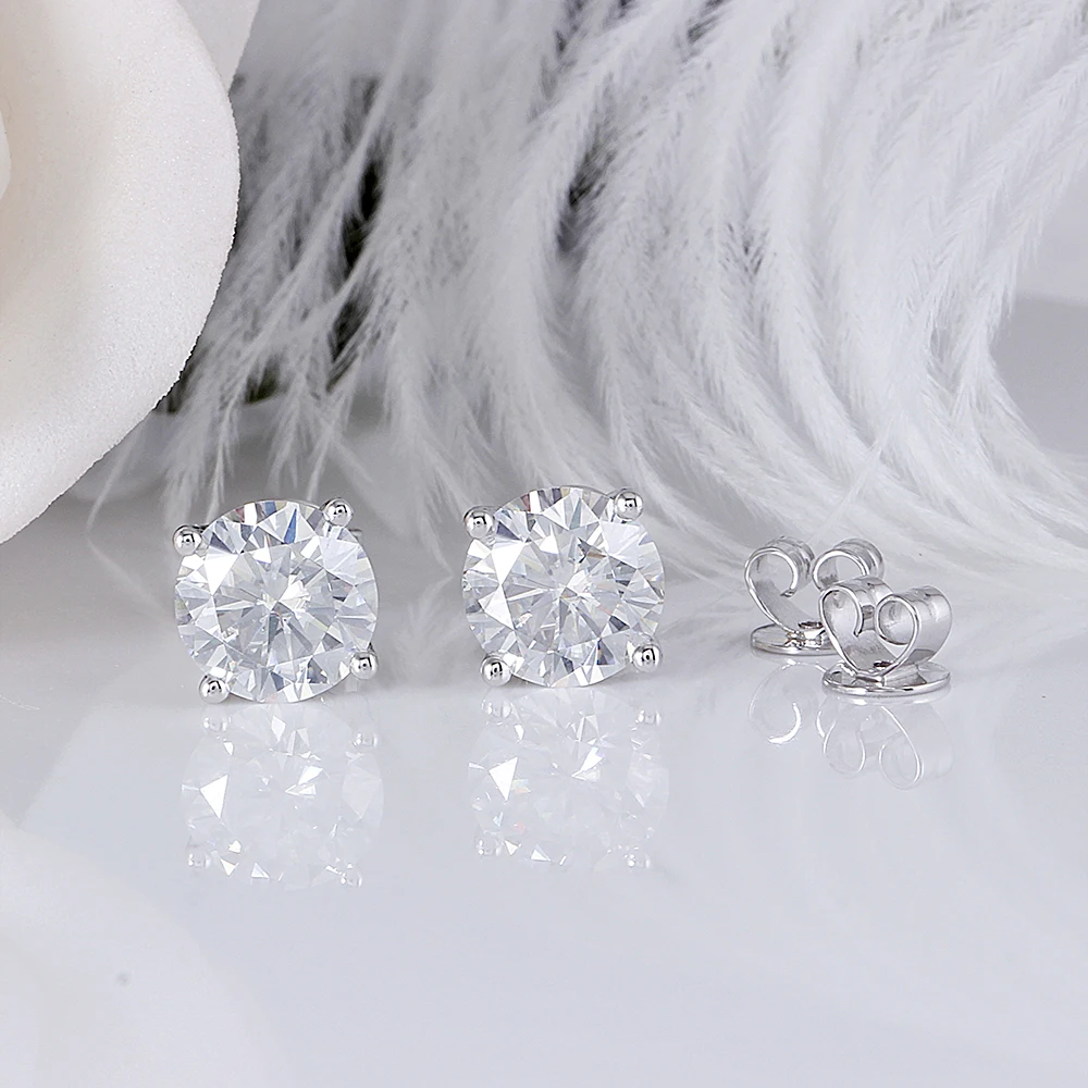 Женские серьги-пусеты Transgems 14 K 585 пробы белый цвет 2 4ctw 7 мм или 1 6ctw 6 Moissanite |