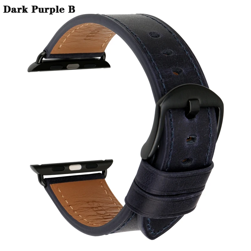 Dark Purple B Аксессуары для часов MAIKES из натуральной кожи темно-коричневый ремешок iwatch 44 мм 40 мм для Apple Watch 42 мм 38 мм серии 4-1 браслеты - Цвет ремешка: Dark Purple B