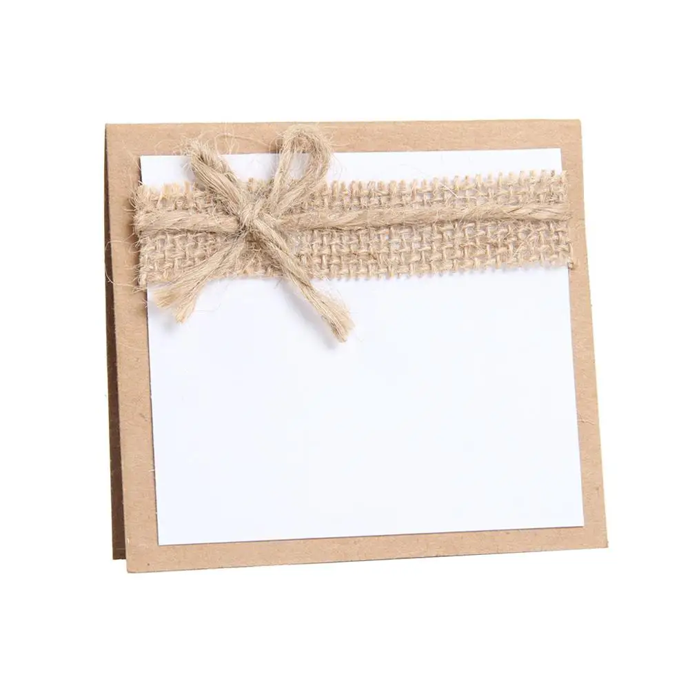 Linen table card TPFOCUS 10 шт. вечерние ФИО гостя стол открытки с джутовым бантом и свадебные настольные номера винтажные Свадебные украшения - Цвет: Linen table card