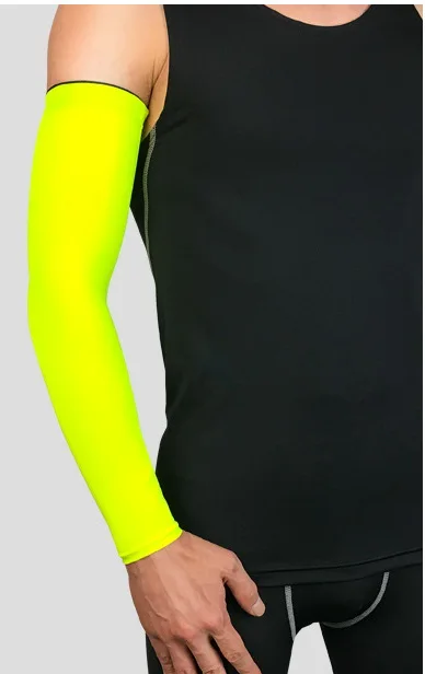 2PCS bright green 2 шт. супер эластичные баскетбольные рукава налокотник для волейбола дышащий лайкровый велосипедный костюм налокотники Поддержка компрессионная скобка - Цвет: 2PCS bright green