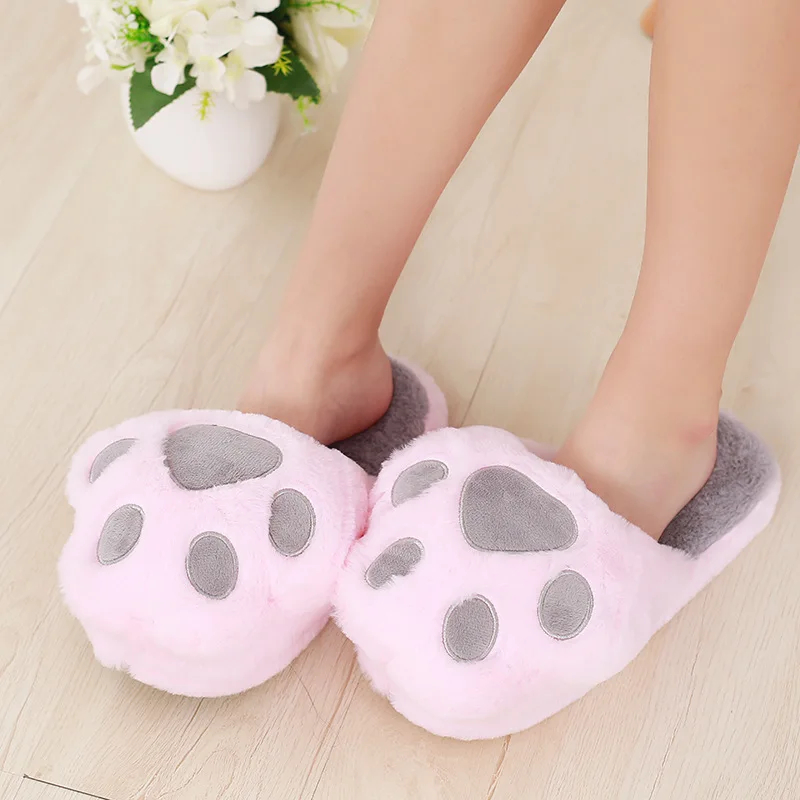 

Cute Fashion Animal Style Women Home Slippers Sewing Flock Female Indoors Slippers Warm Winter Shoes for Girl