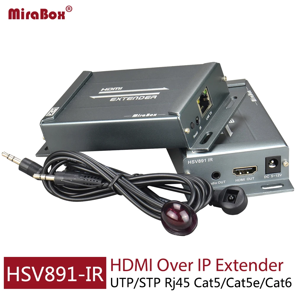 

Mirabox HDMI-compatible Extender ir over TCP/IP with Audio Extractor support 1080p cascade receivers HDMI extender ir by Rj45