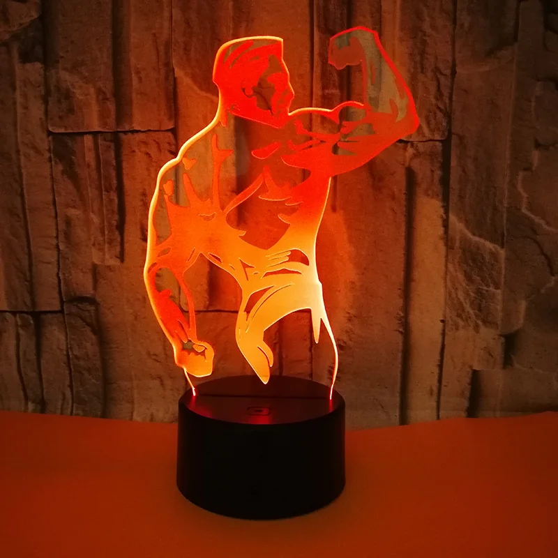 Модная модель мужской мышцы светодиодный RGB 3D ночной Светильник с дистанционным