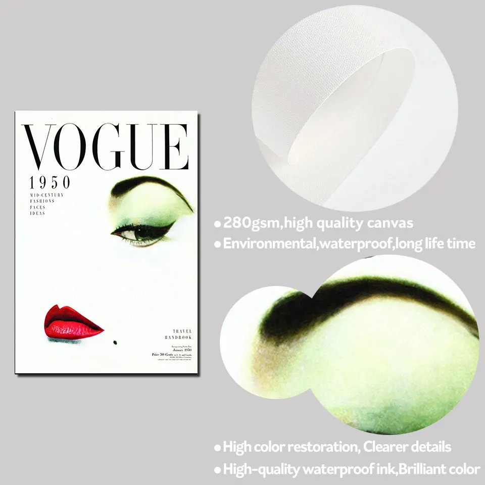 Картина на холсте современная мода женская картина искусство Vogue Red Lip плакат и