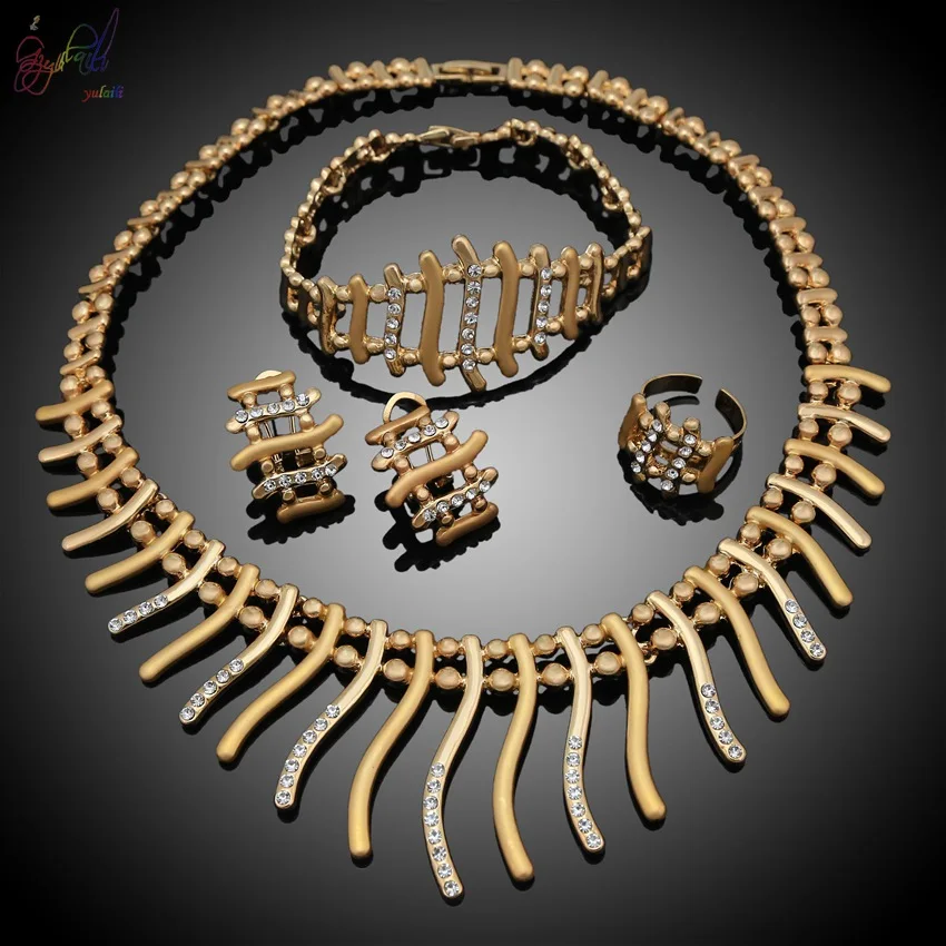 Женский дизайнерский комплект ювелирных изделий Yulaili набор из золотистого и