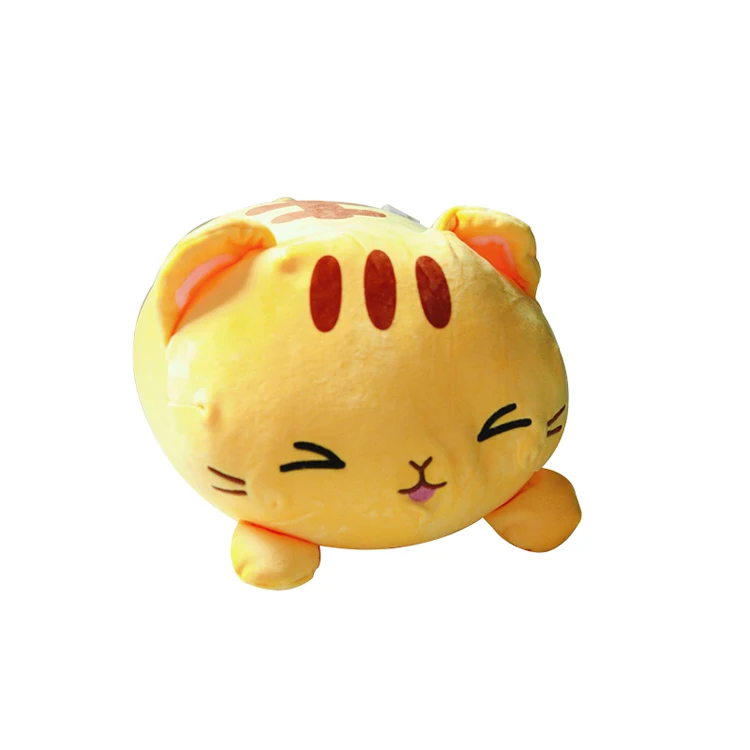 

New Arrival Interactive Lovely Yellow Soft Plush Lying Cat Toy
