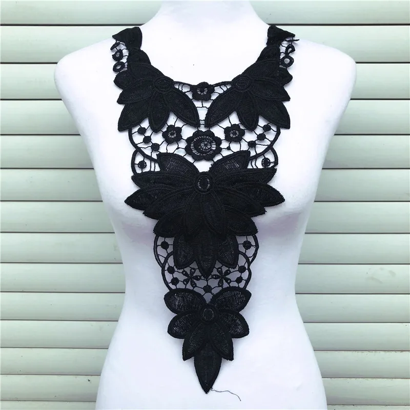 black 21 1 шт. черный тонкий Venise кружевной ткани платье Блузка с аппликацией Швейные Планки «сделай сам» на декольте воротник костюм украшения Аксессуары - Цвет: black 21