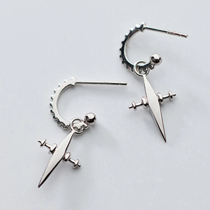 Silver Boho шикарные серьги-гвоздики золотого цвета с 925 пробы и серебряным крестом для женщин, Висячие Подвески с крестом, серьги-гвоздики в минималистическом стиле - Окраска металла: Silver