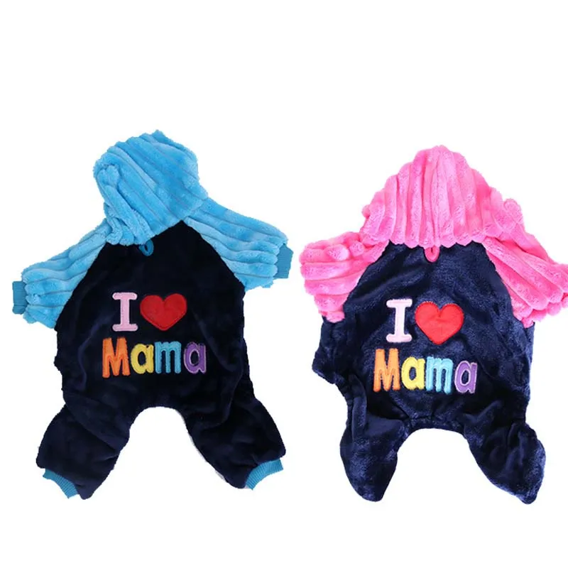 I Love Mama Letter Slogan Puppy Pet Dog Jumpsuit Coats Lovely Funny Autumn Winter Cat Coat Jacket Pants for Small Dogs 10A | Дом и сад