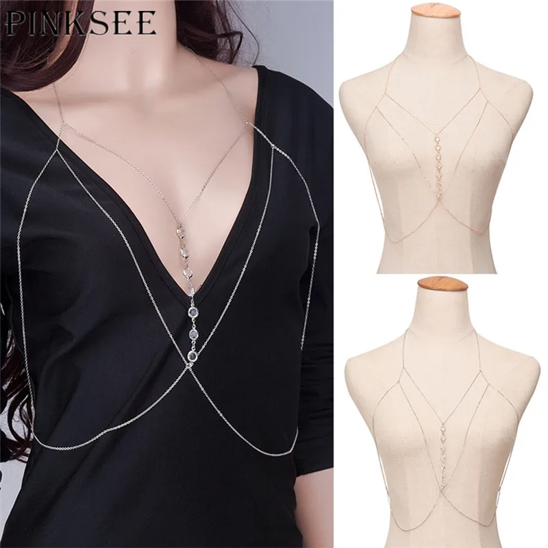 Женский купальник бикини PINKSEE с кристаллами 1 шт.|belly body chain|chain bodybelly waist chain |