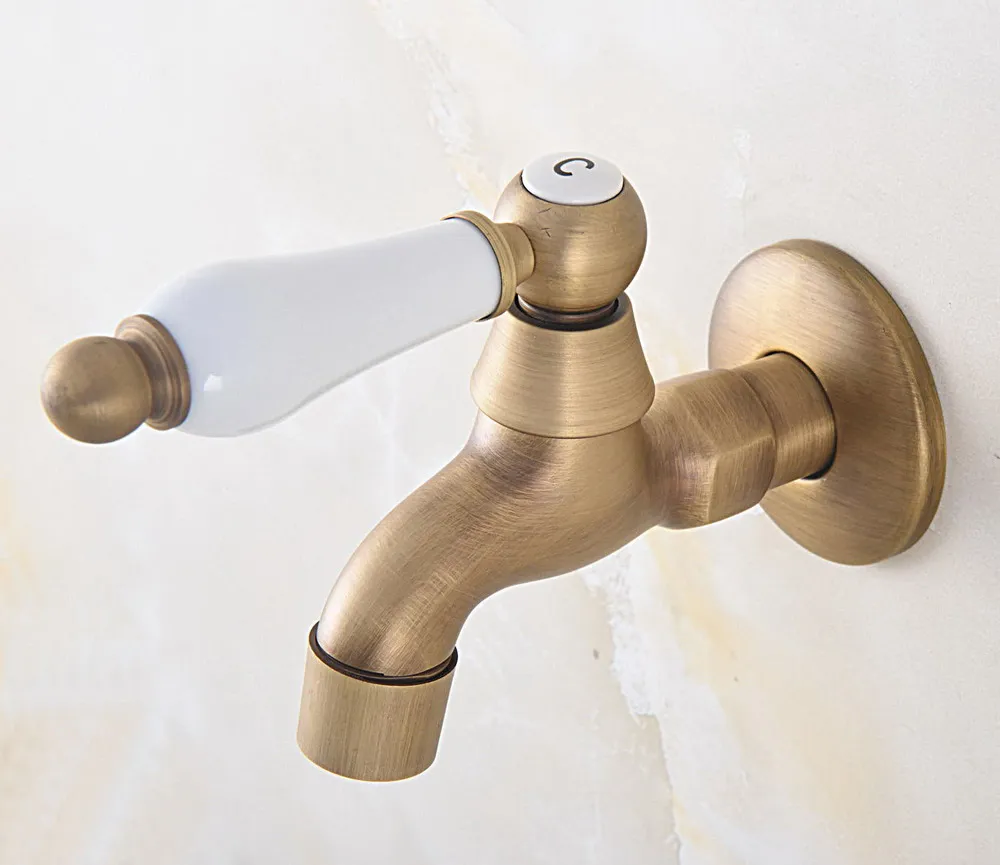 

Antique Brass Wall Mounted Single Ceramic Handle Bathroom Mop Pool Faucet /Garden Water Tap / Laundry Sink Water Taps mav317