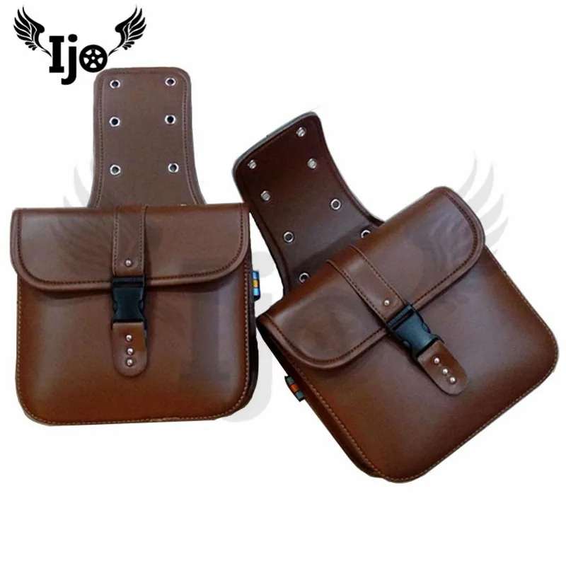 

leather moto side tank saddle bag classic for vespa Piaggio harley softail sportster motorcycle accessories backpack saddlebag
