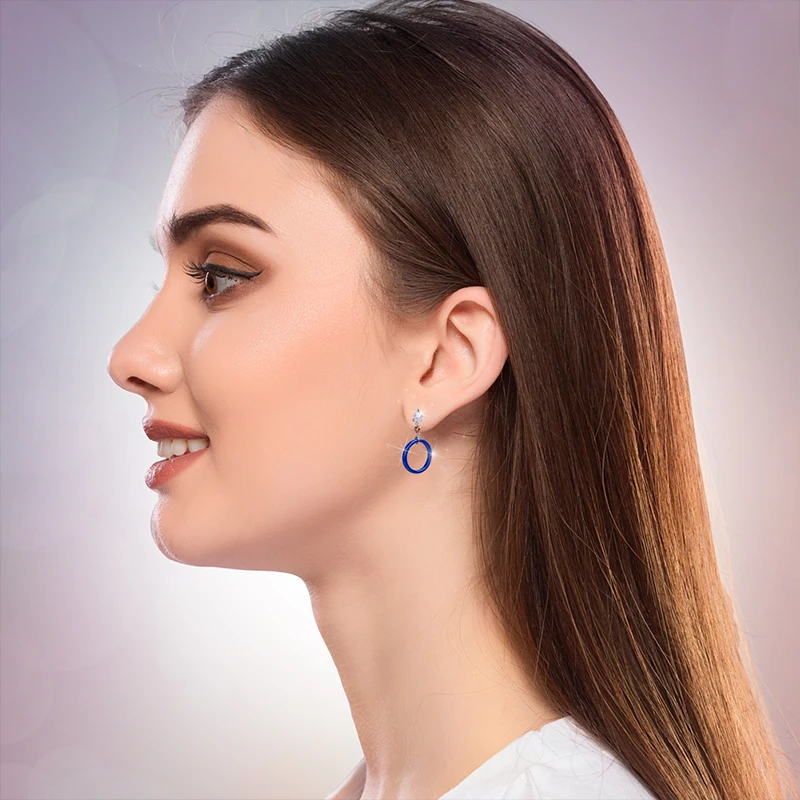 Элегантные Синие круглые Висячие серьги для женщин Модная бижутерия новый
