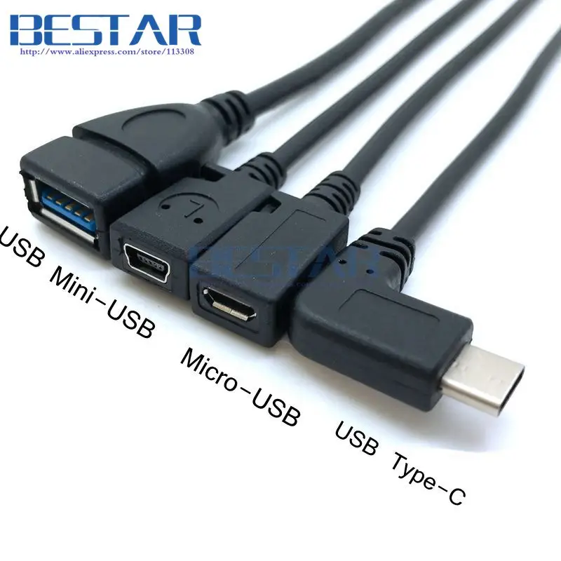 USB C type c 3 1 угловой штекер на 0/Mini 2 0/Micro гнездовой кабель для зарядки и передачи