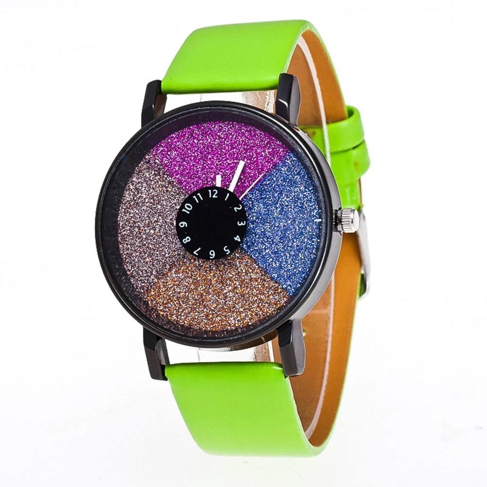 Фото Fashion Shiny Colorful Dial Faux Leather Student Women Quartz Analog Wrist Watch Bracelet Наручные часы Fashion Shiny Colorful Dial Faux Leather Student Women Quartz Analog Wrist Watch Bracelet Наручные часы
