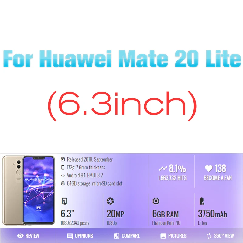 Взрывозащищенный протектор экрана для Huawei Mate 20 Lite защита от синего света