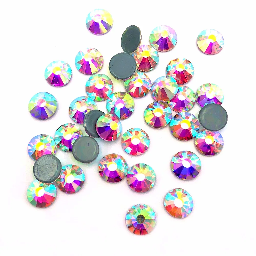 Crystal AB SS16 SS20 SS30 3D Гвозди Книги по искусству советы Стекло со стразами Flatback DIY Nail