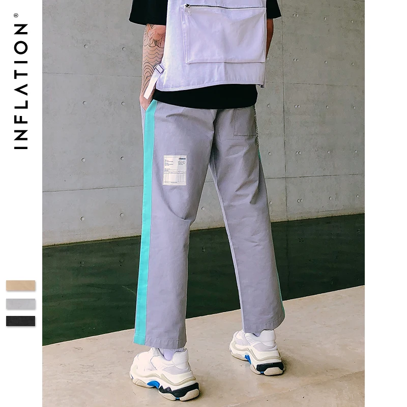 INFLATION Fluorescence Side Straight Casual Pants Streetwear Hip hop Swag Loose Fit Cargo Pants Cotton Brand Trousers 8863W