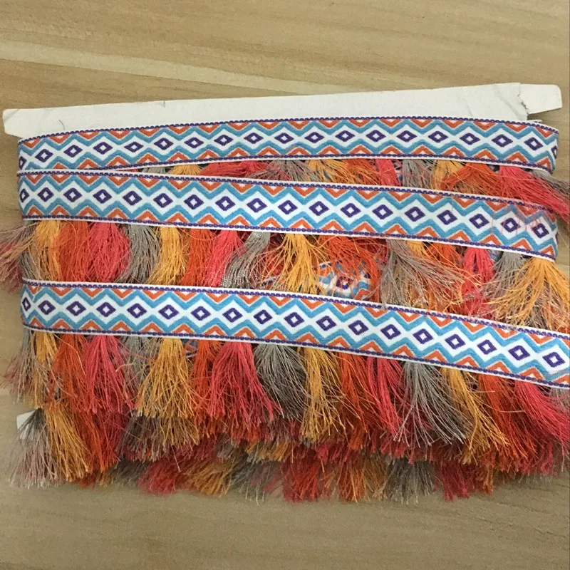 1Yard Bohemian Embroidered Tassel Lace Trim Jacquard Braid Colorful Ribbons Handmade Clothes Sewing Accessories | Дом и сад