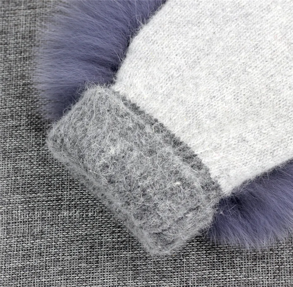 Женские зимние перчатки с покрытием из натурального меха лисы