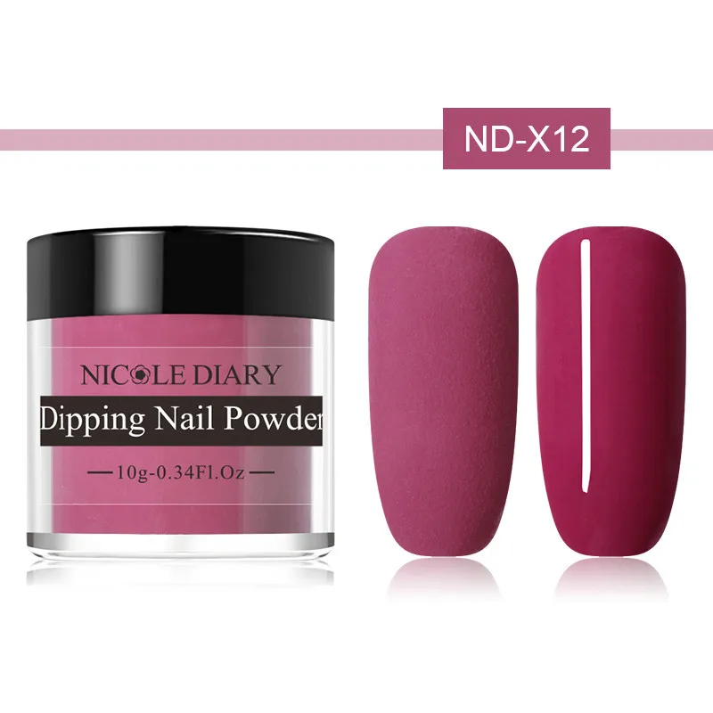 ND-X12 NICOLE DIARY 10 г, набор пудры для погружения ногтей, блестящая Порошковая голографическая пудра для маникюра, сухая хромированная пудра для украшения ногтей, гель - Цвет: ND-X12