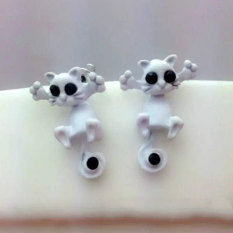 

(1pcs)12 Color Fashion Lovely Classic Animal Korean Hot Cute Cat Earrings For Girl Women Gift KittenUP Jewelry