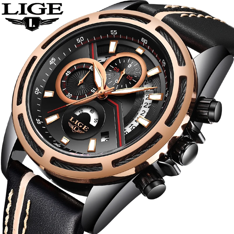 2018 LIGE Hommes Montre De люкс брендовый водонепроницаемый мужской автоматический Дата