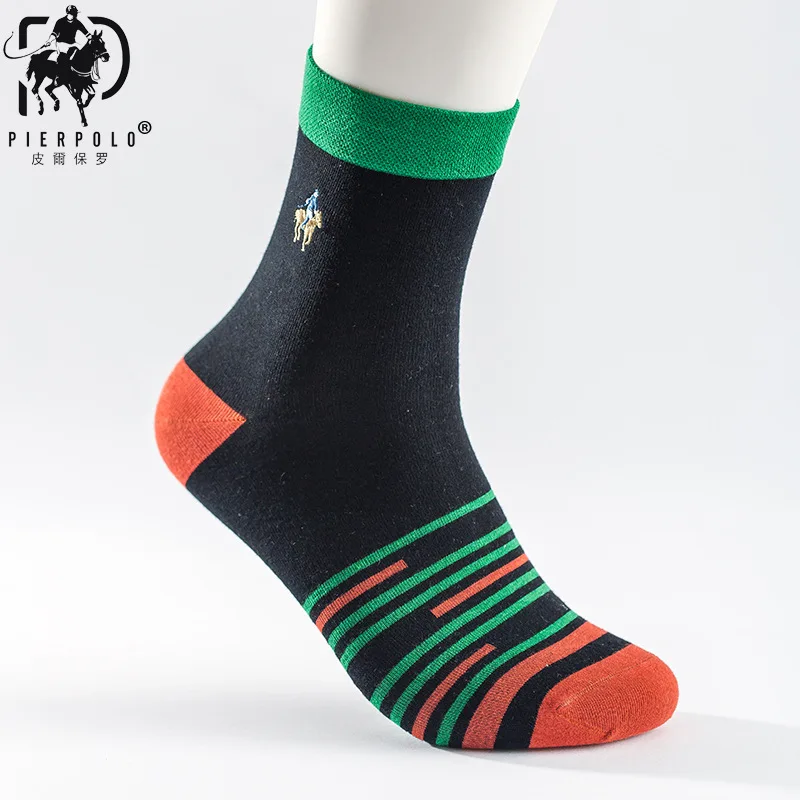 5 пар/лот зимние мужские носки из чистого хлопка толстые теплые в полоску