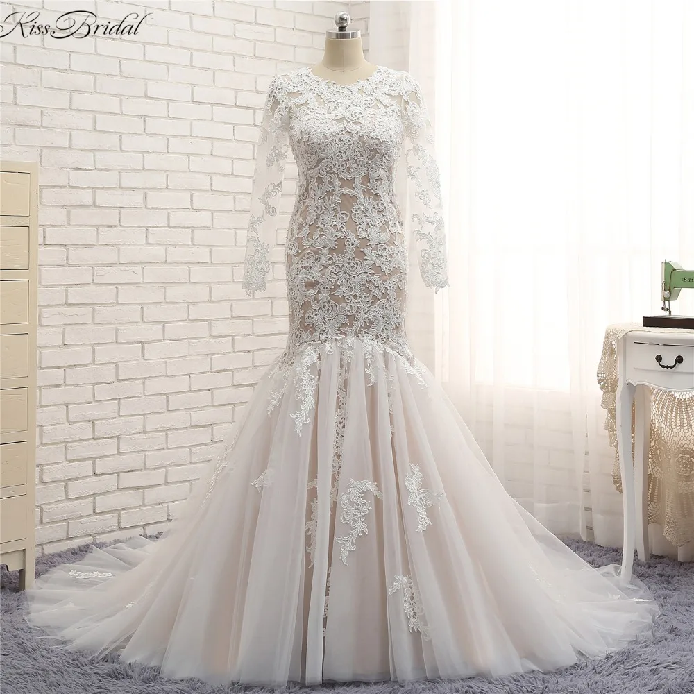 Кружевное платье Русалочка с длинным рукавом 2018|bridal gown|lace bridal gownslace mermaid wedding |
