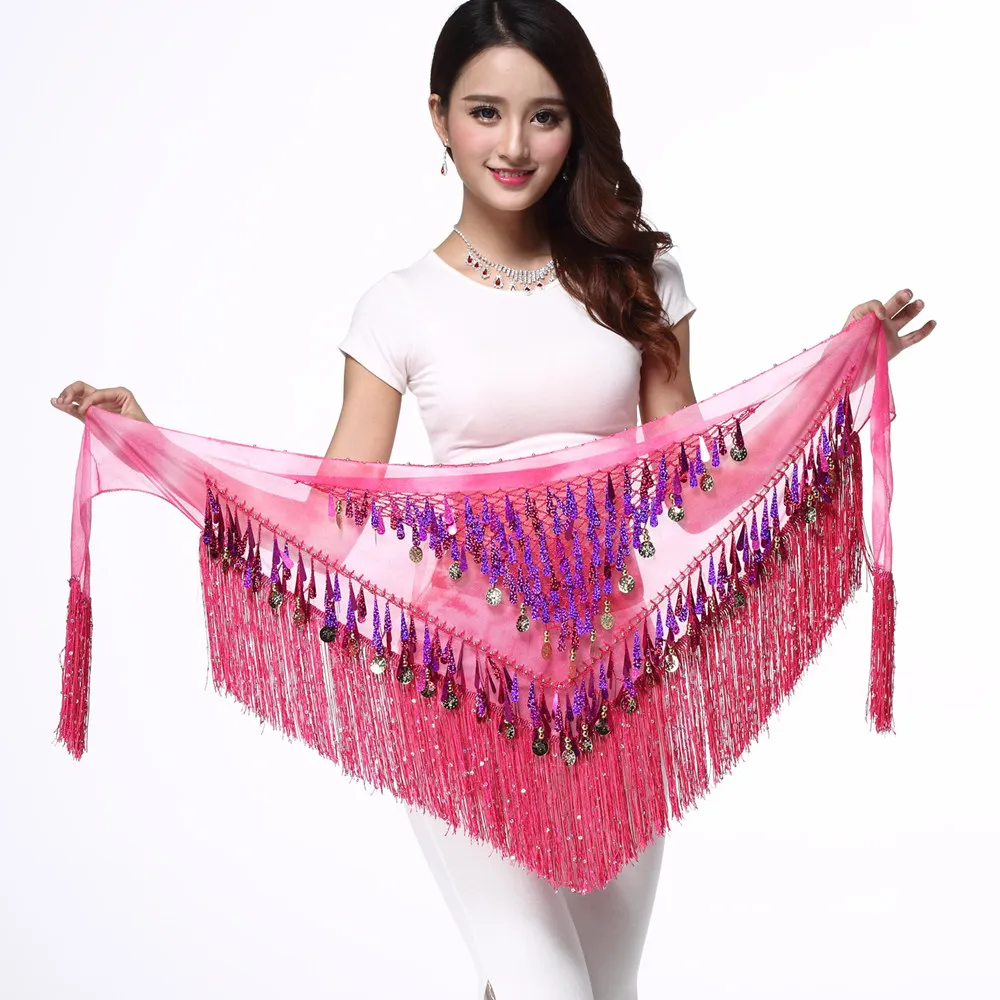 Новый пояс для танца живота Индийский Золотая монета кисточка блесток Bellydancing хип