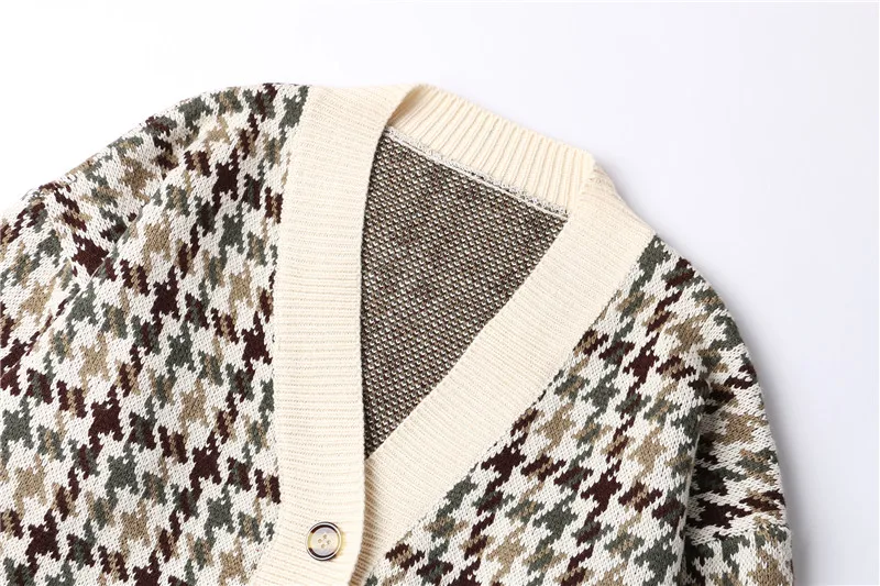 Casual Women Cardigans Sweater New 2019 Knitting Autumn Winter Warm Houndstoot Buttons Single Breasted Elegant Ladies Tops SW917 |