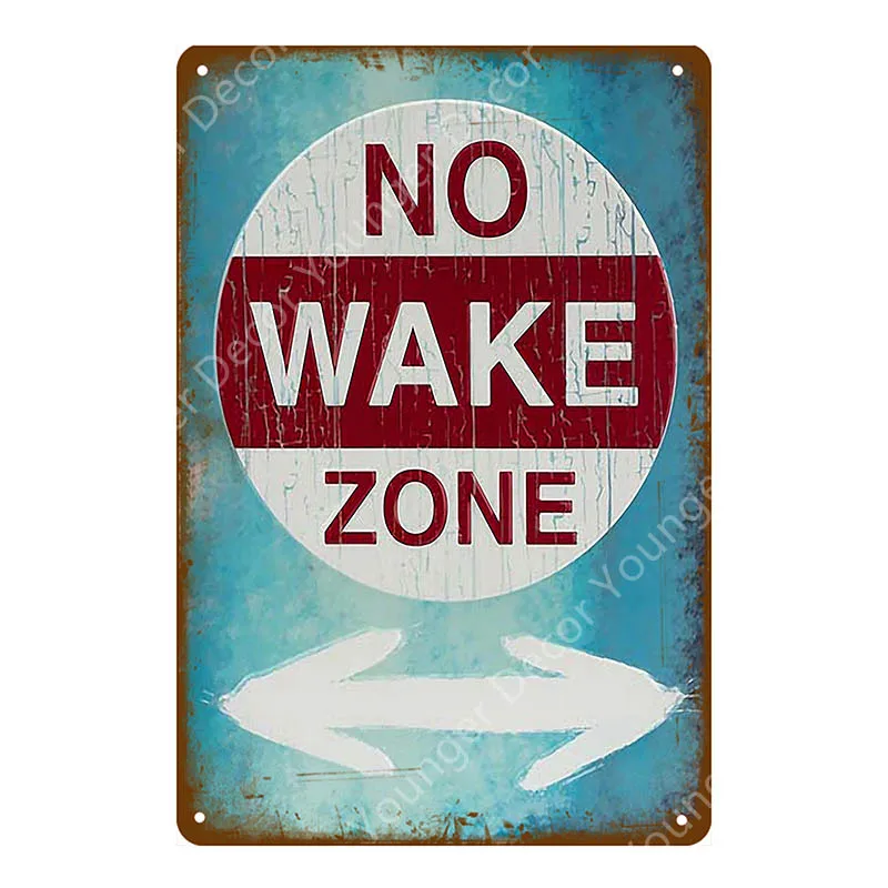 Металлическая жестяная вывеска No Wake Zone не входит в винтажную настенная тарелку