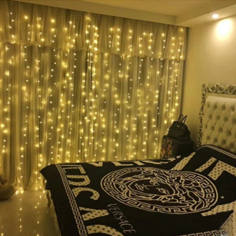 EU Plug 4.5x3m LED Icicle fairy String Lights 300 leds Christmas led Wedding Party Fairy Outdoor Curtain Garden Decor | Лампы и
