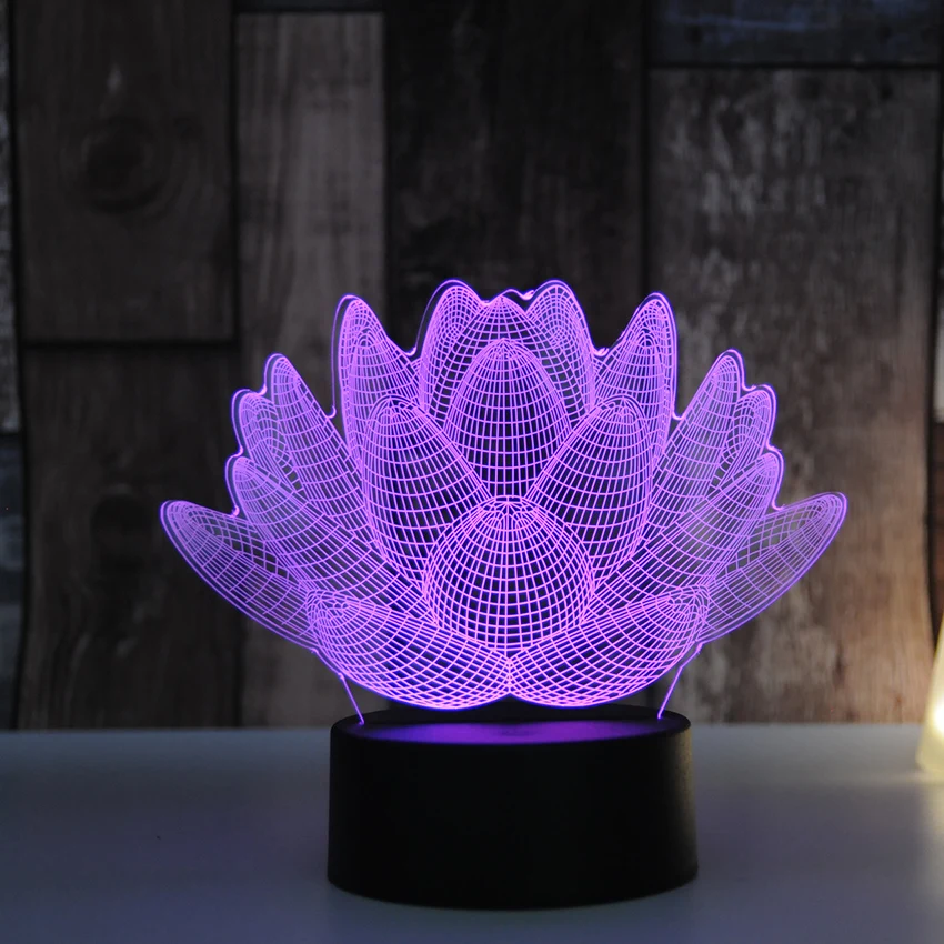 7 цветов меняющий сенсорный Лотос 3D Красочный ночник странная стереоскопическая