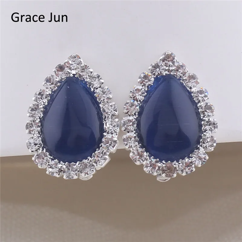 Бренд Grace Jun(TM) стbridal разы Кристалл Опал Капля воды клипсы на серьги не пирсинг для
