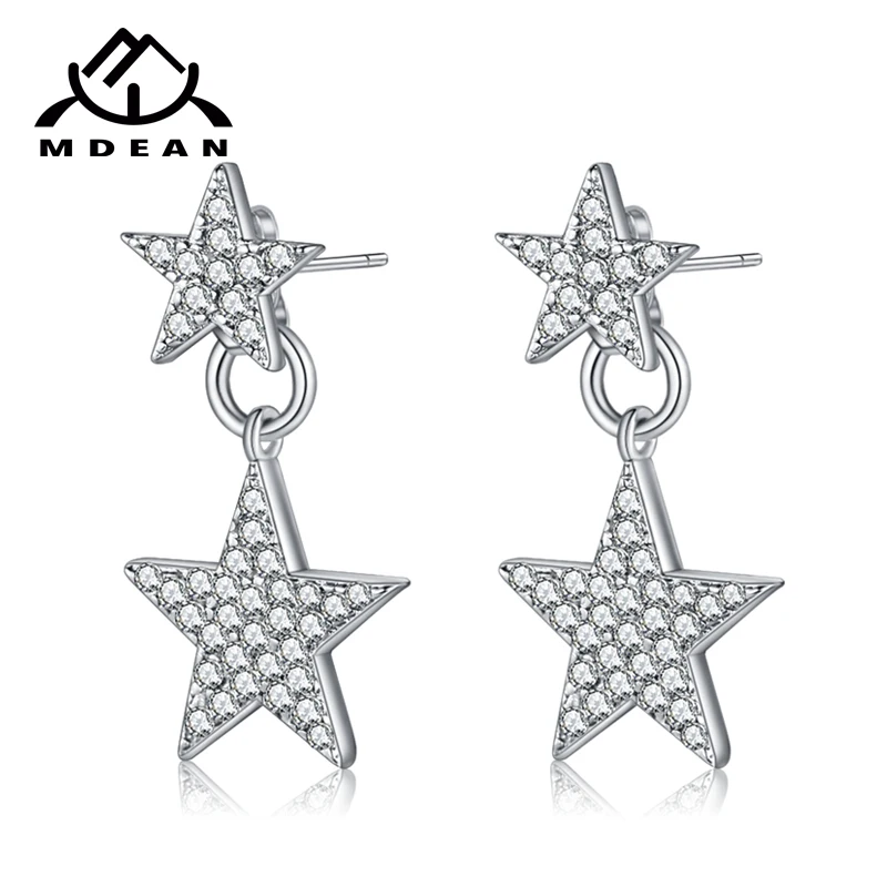 Серьги-гвоздики MDEAN для женщин ювелирные изделия цвета белого золота звезда