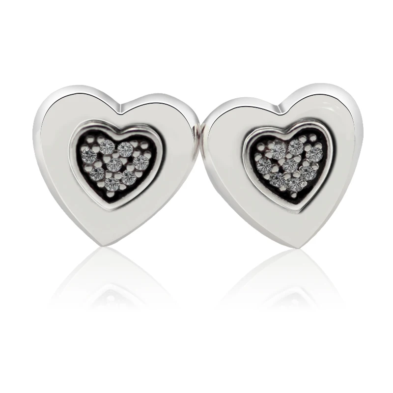 

Sterling silver Jewelry Signature Heart Earrings For Woman Make Up Valentine's day Gift heart Shape Stud Earrings