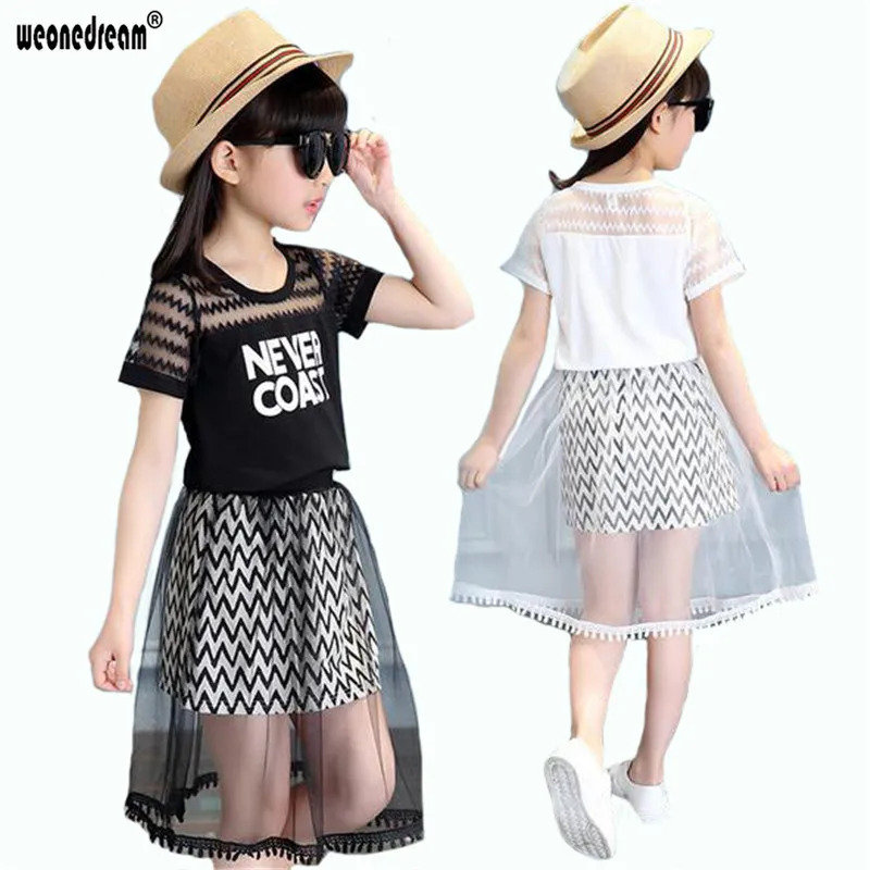 WEONEDREAM/комплекты одежды для девочек футболка + сетчатая юбка повседневное