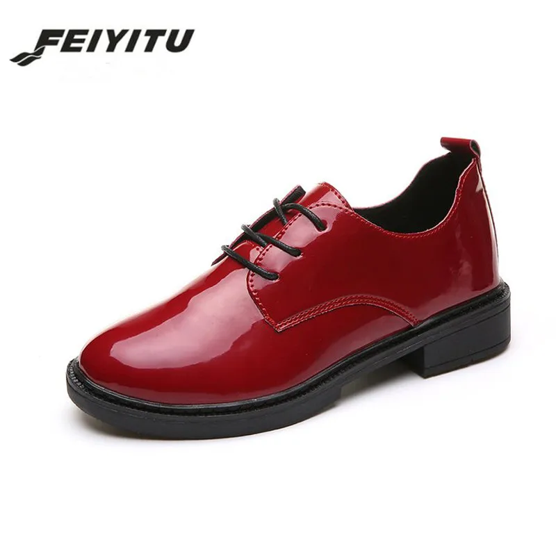 Классические женские ботинки feiyitu Милые простые модные туфли на шнуровке мягкие