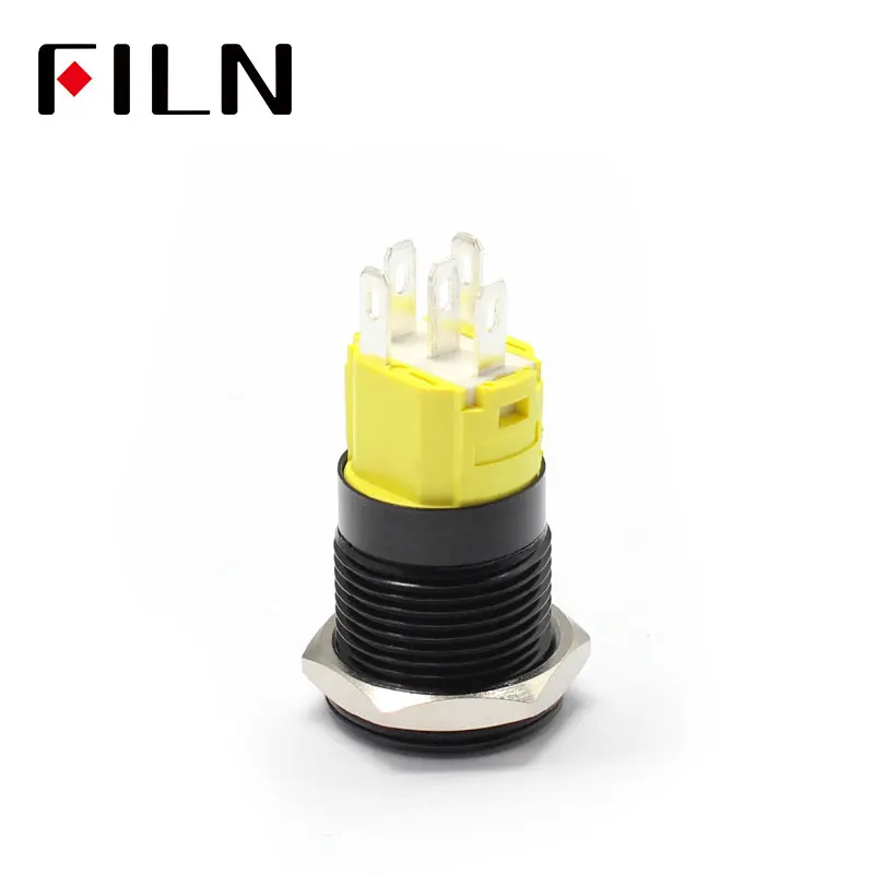 16 мм 12 В LED черный металлический кнопочный переключатель приборной панели