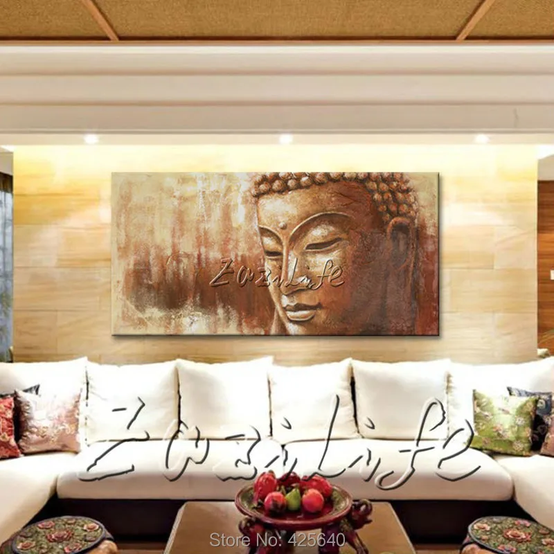 Buda Будда живопись Дзен холст стены Искусство Современная Абстрактная ручная