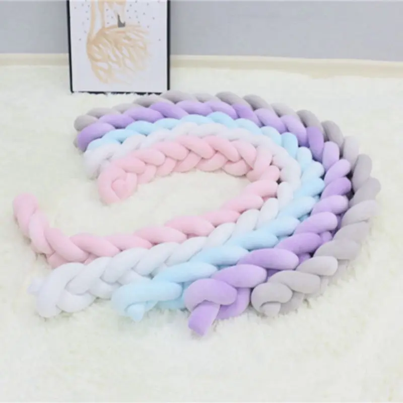 

2M/3M Baby Bed Bumper 3 Braid Newborn Crib Pad Protection Long Knotted Bumpers Bedding Accessories Infant Room Decor ZT07