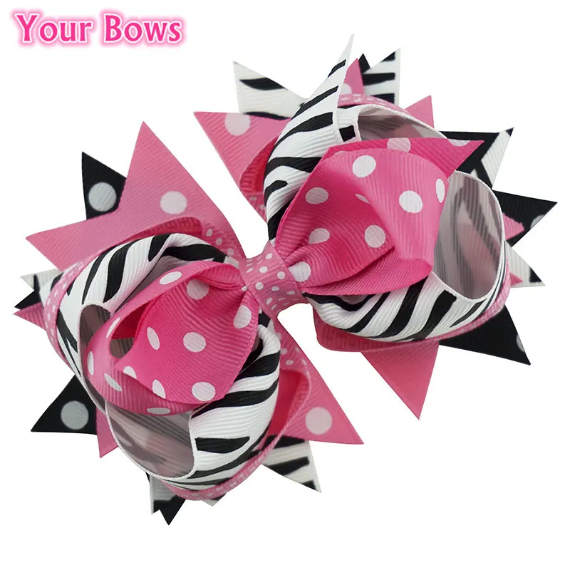 Банты для волос с полосками зебры 5 дюймов заколка девочек милая Женская повязка