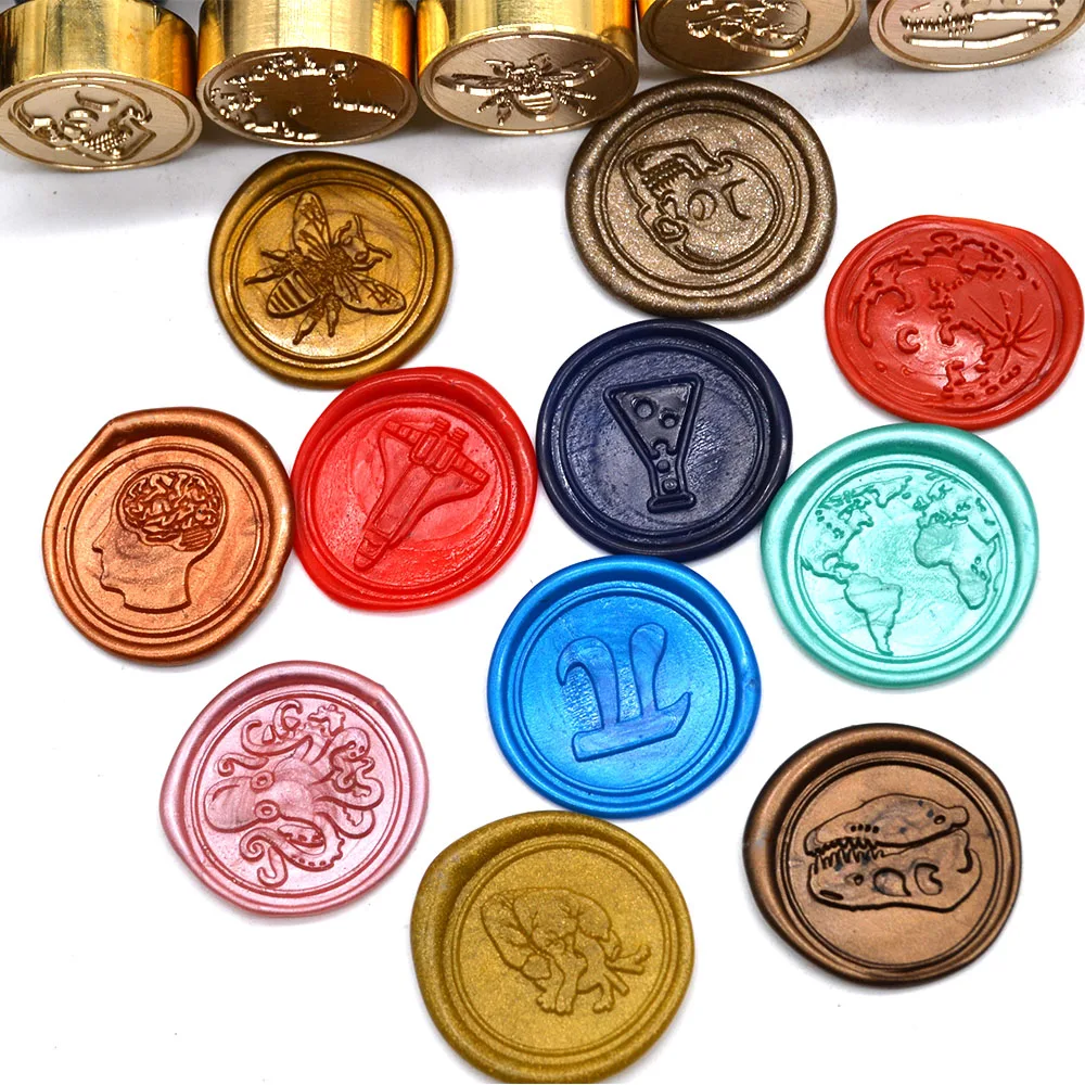 Wood Handle Sealing Wax Stamp Animal Series Seal Cooper Head 25mm for Greeting Birthday Invitation Decoration | Канцтовары для