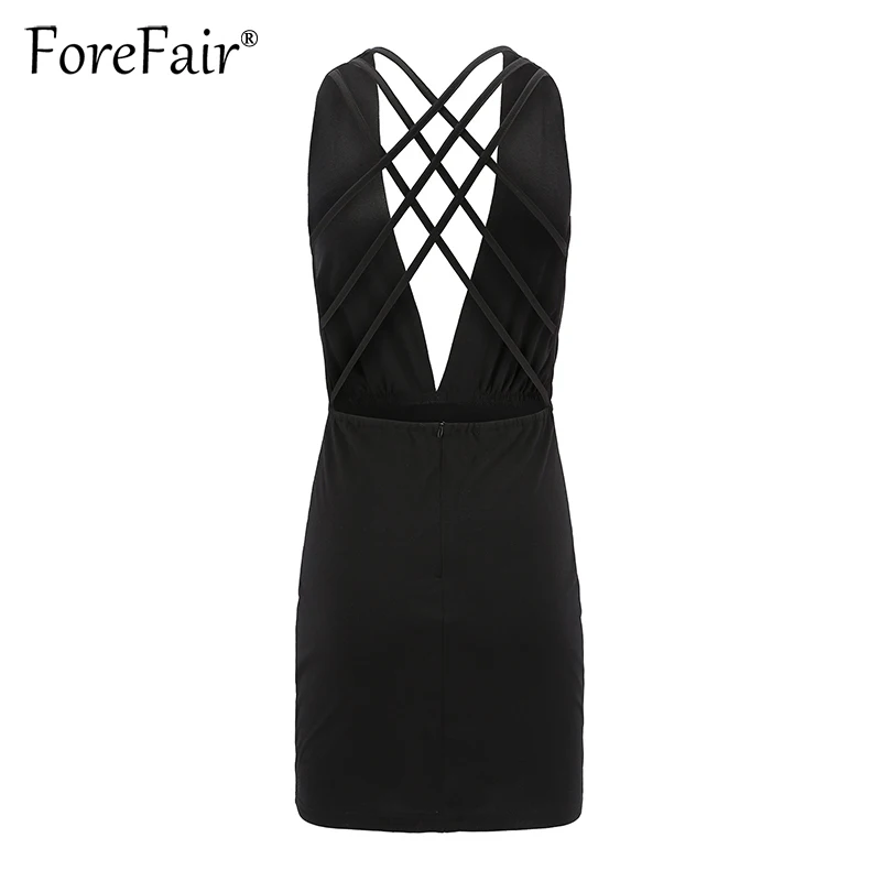 Женское Клубное платье с лямкой на шее Forefair черное облегающее вечернее