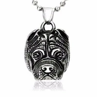 316l stainless steel pitbull bulldog pendant necklace